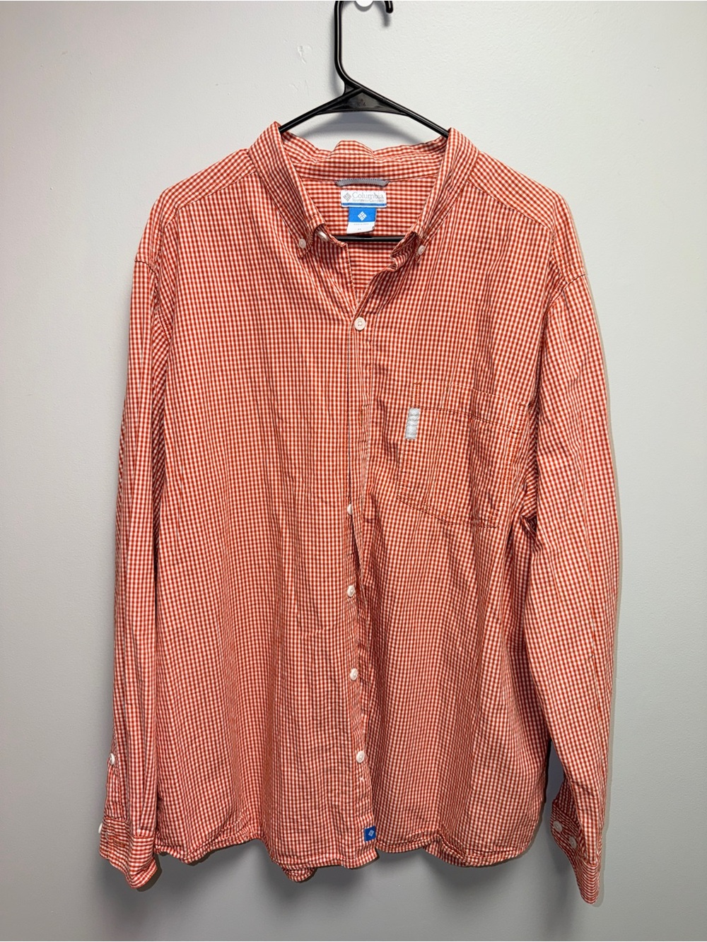 Columbia Men's Dark Orange Gingham Button-Down Shirt
